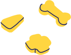 Gelbe Icons Knochen und Chew